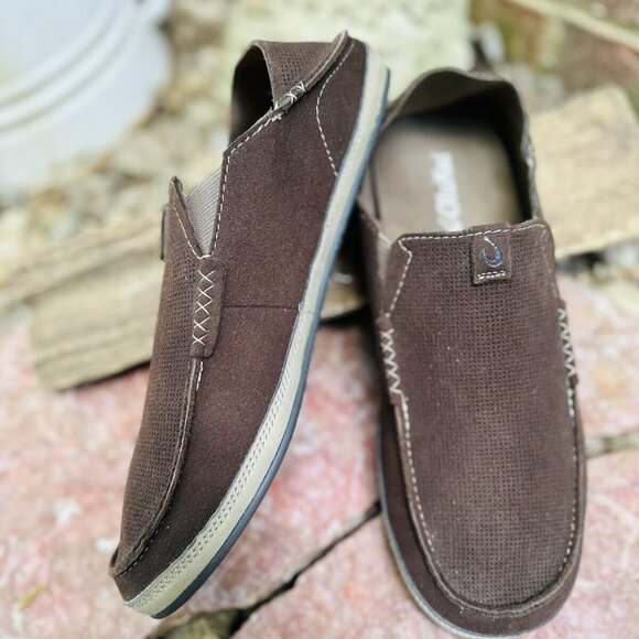 Mens Olukai Kauwela Slip On Leather Shoes Comfort Walking Fast Ship Sz 10 - Picture 1 of 6
